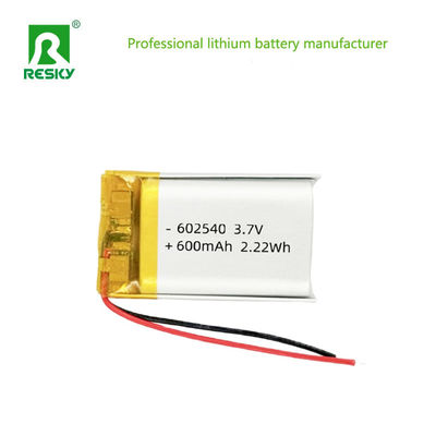 Αγορά Λιθιοειδής μπαταρία 602540 600mAh 3.7V 2.22wh Ανανεώσιμη ισχύς Λιθιοειδείς μπαταρίες για φορητές συσκευές διαδικτυακή κατασκευή