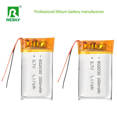 LP602030 3.7v 300mAh επαναφορτιζόμενη μπαταρία πολυμερούς λιθίου ανθεκτική και μακρά διάρκεια κύκλου 500 κύκλους