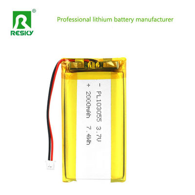 Ανανεώσιμη μπαταρία Lipo 103055 3.7V 2000mAh 7.4wh Δύναμη Ηλιακή μπαταρία ιόντων λιθίου