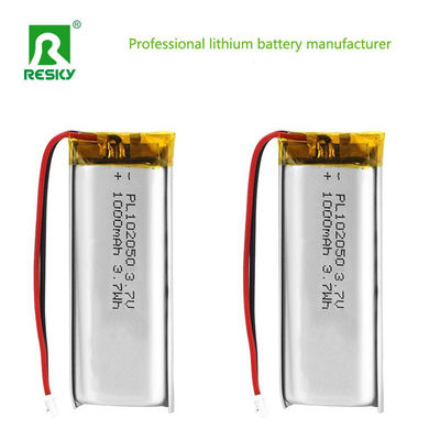 Ηλεκτρική κυψέλη μπαταρίας λιθίου 102050 3.7v 1000mAh επαναφορτιζόμενη κυψέλη μπαταρίας λιθίου πολυμερούς