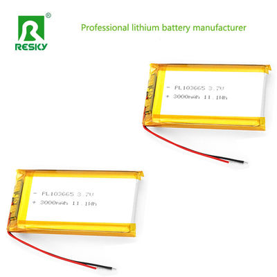 Δύναμη Ηλιακό κύτταρο Lipo 103665 3,7v 4,2v 3000mAh 11,1wh Αναφορτιζόμενο κύτταρο μπαταρίας ιόντων λιθίου