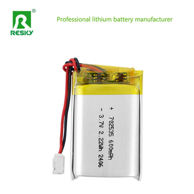 Ηλιακό Lipo μπαταρία LP702535 3.7V 600mAh 2.22wh επαναφορτιζόμενες μπαταρίες λιθίου για ομιλητή